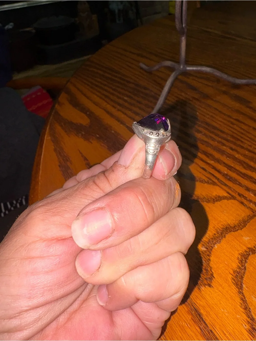 Harley Davidson 3 piece Purple Heart 925 sterling ring size 8 see description